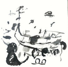 Chinatusche auf Papier 25 x 25 cm