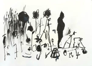 Chinatusche auf Papier, 29,7 x 45 cm