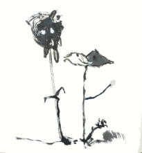 Chinatusche auf Papier, 25 x 25 cm